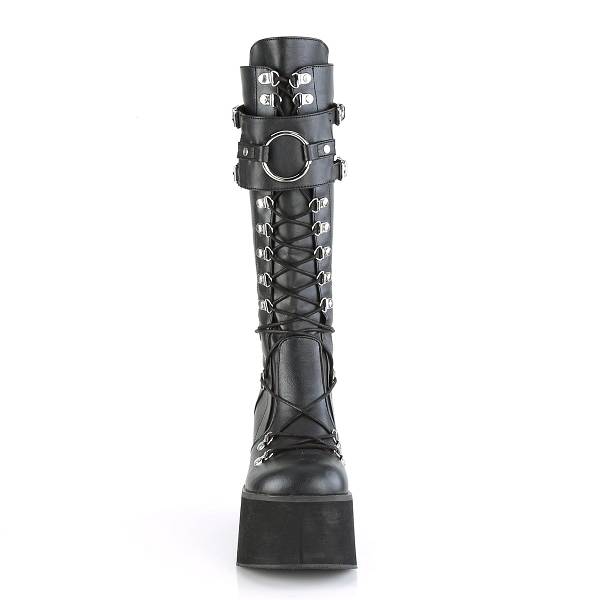 Demonia Women's Kera-200 Knee High Platform Boots - Black Vegan Leather D8635-14US Clearance